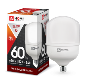 Лампа светодиодная LED-HP-PRO 60Вт 230В E27 с адаптером Е40 6500К 5700Лм IN HOME