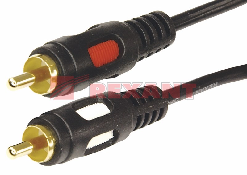 Шнур 2 RCA - 2 RCA, 5м, черный (GOLD) REXANT Шнур 2 RCA - 2 RCA, 5м, черный (GOLD) REXANT